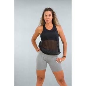 Regata Feminina Fitness Preta Tela Curta Ative