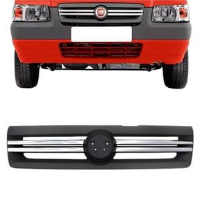 Grade Dianteira Radiador Uno Fiorino 2009 A 2013 Cinza Com Friso Cromado