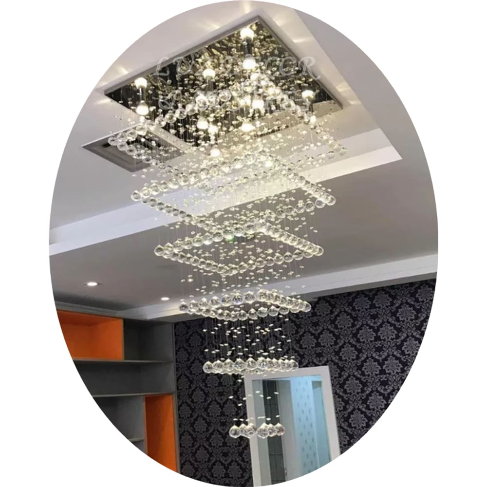 Lustre Torre De Cristais Verdadeiros k9 Base De Inox 70x70cm