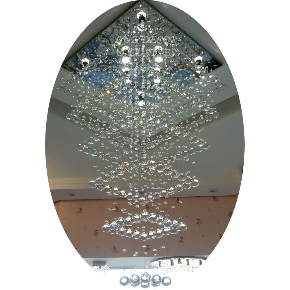 Lustre De Cristal Com Base De Inox 70x70cm