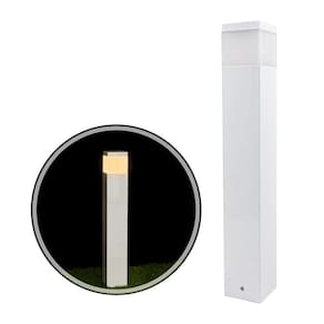3x Poste Luminária Jardim 50cm Alumínio Branco + LED 12W luz Quente ST222