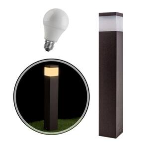 Poste Luminária Jardim 50cm Alumínio Marrom+ LED 12W luz Quente ST222