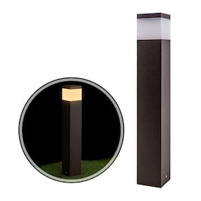 3x Poste Luminária Jardim 50cm Alumínio Marrom + LED 12W luz Quente ST222