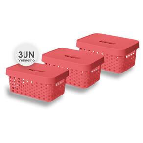 Kit Com 3 Caixas Organizadoras 4,5l C/ Tampa Multiuso