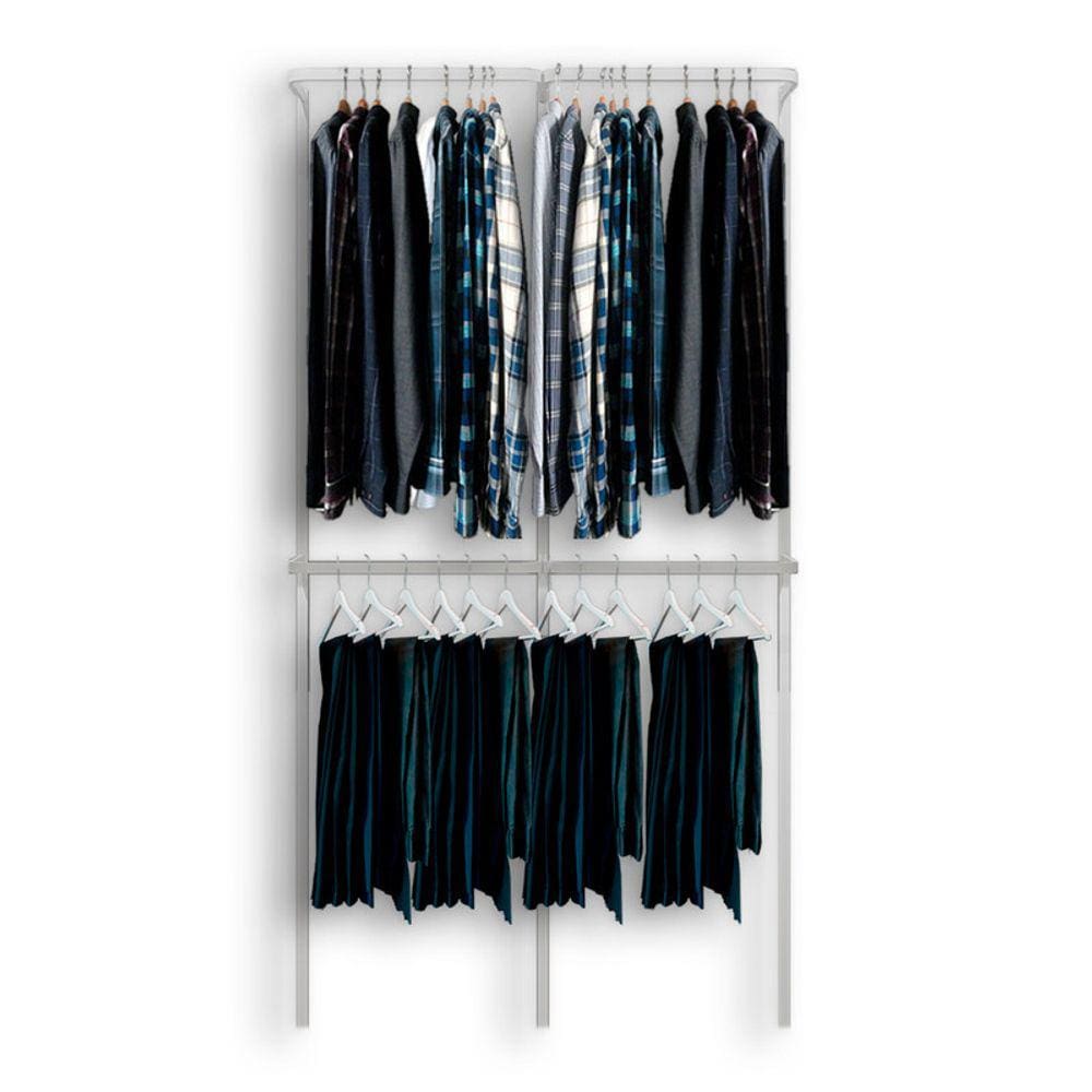 Arara cabideiro aramado trilho parede closet loja suspenso Br 1,30 m