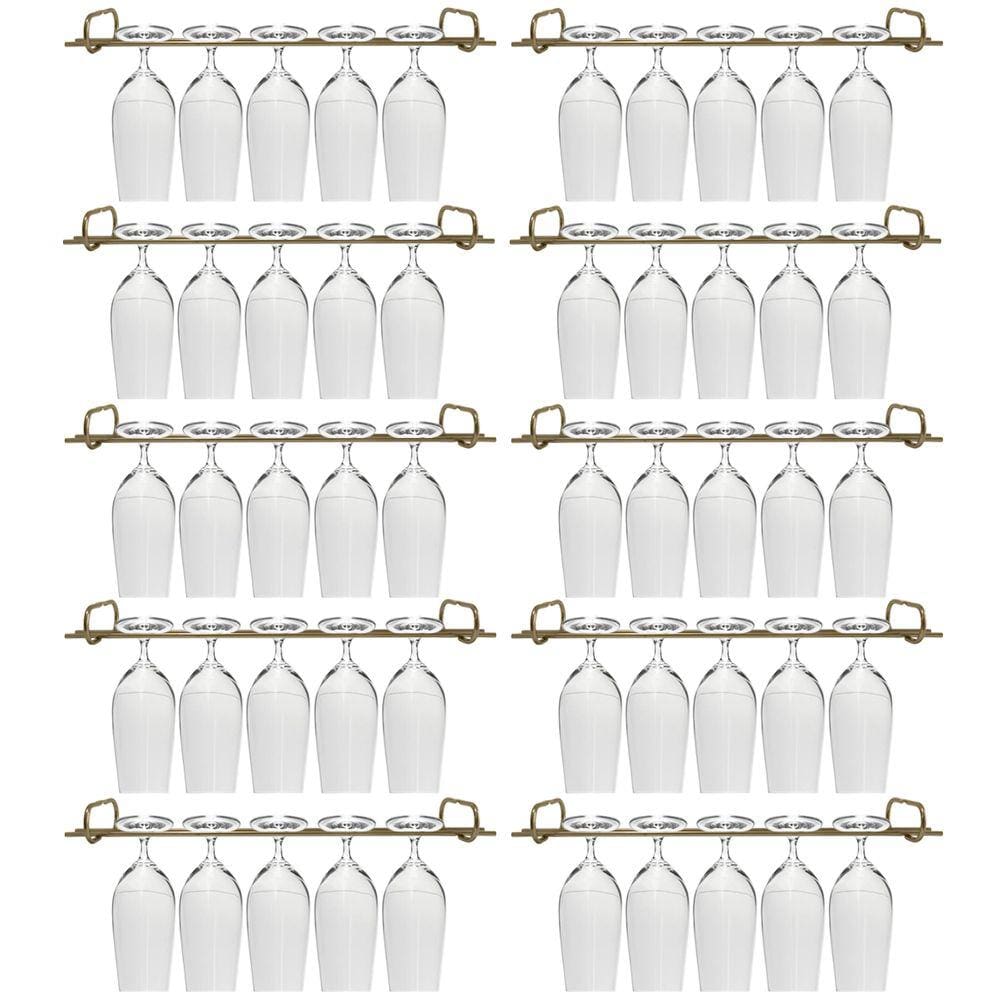 Conjunto 10 Organizadores Suportes De Taças 42cm Porta Taças Retos Dourado