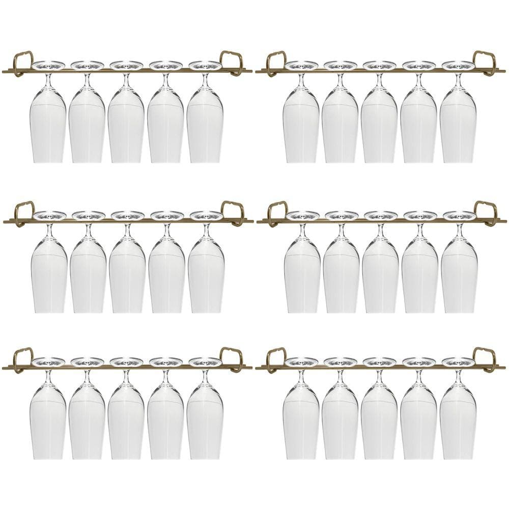 Conjunto 6 Organizadores Porta Taças 42cm Suportes Para Pendurar Taças Dourado