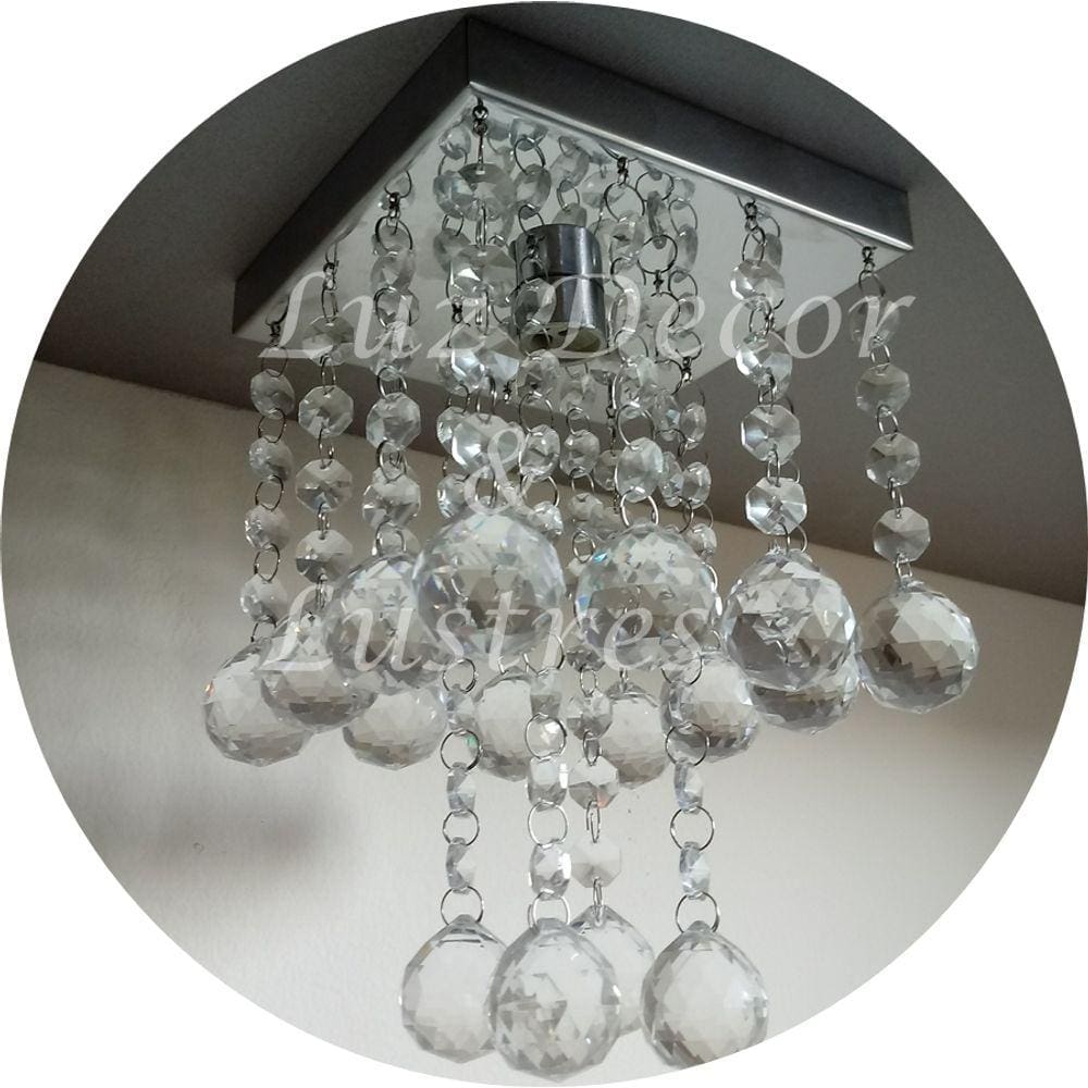 Kit Lustre De Cristal Para Lavabo Hall com Lâmpada Inclusa