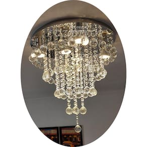 Lustre Cristal Para Sala Com Base De Inox 40cm De Diâmetro