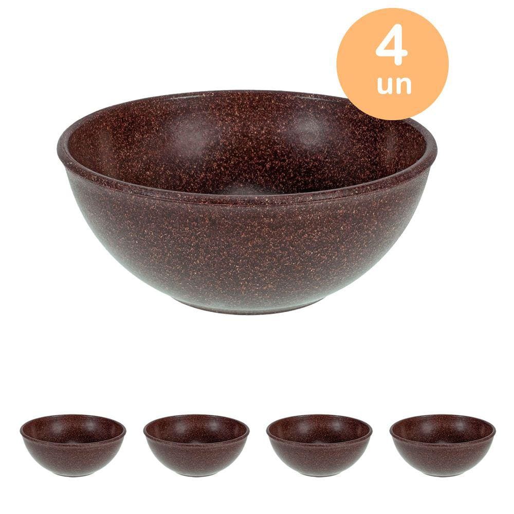 4un TIGELA 500ml BOWL CUMBUCA SOPA CALDO MARROM ESCURO
