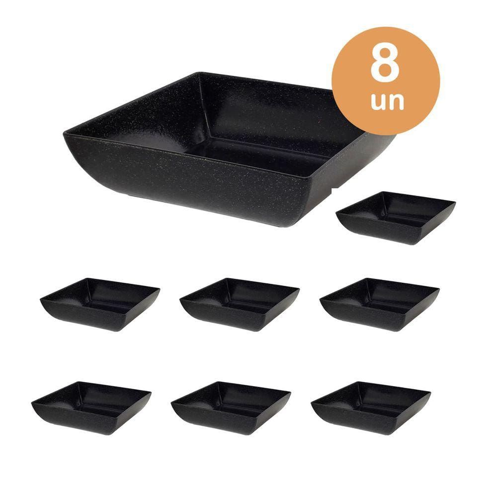 8un Saladeira Quadrada 750ml Vasilha Petisqueira Preta