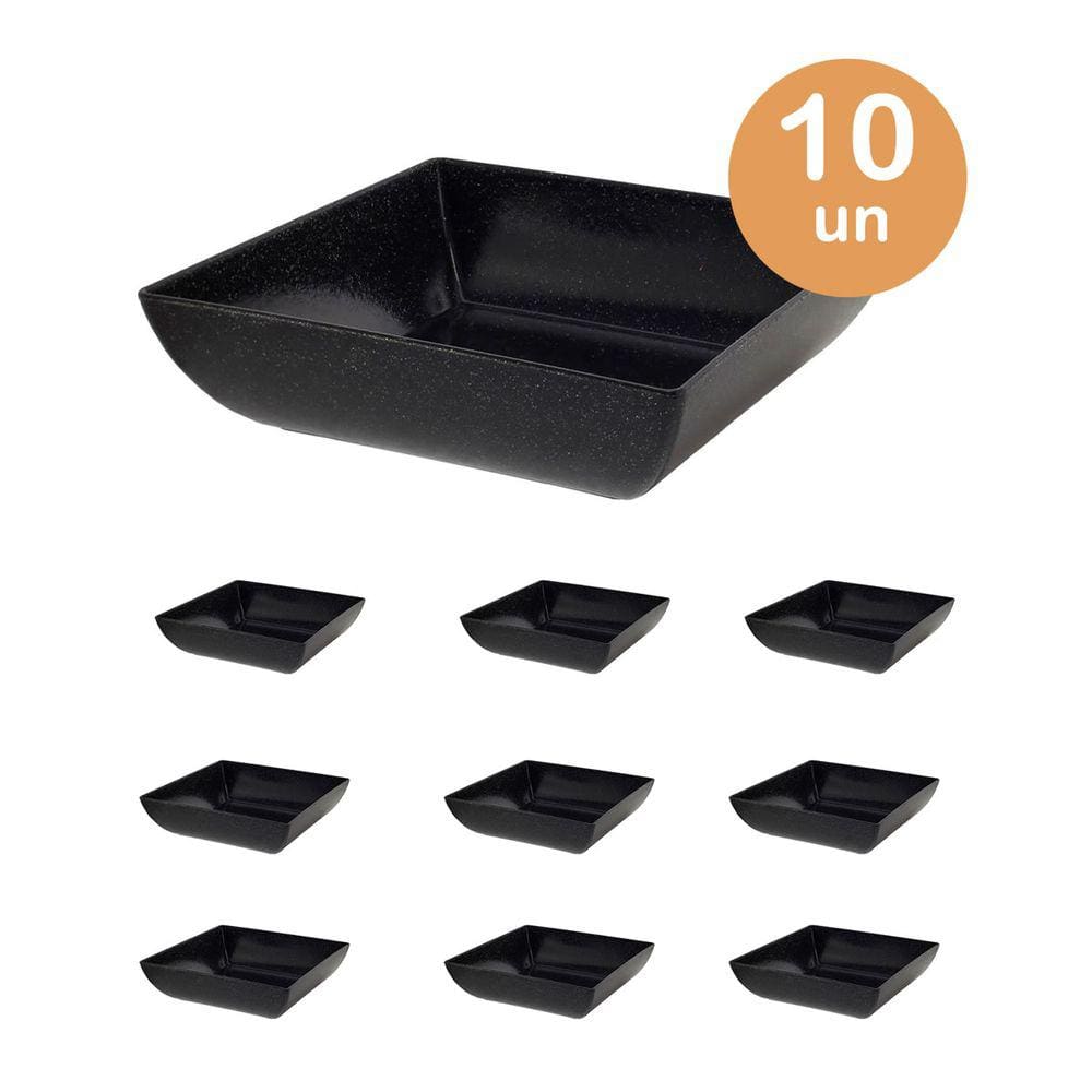 10un Saladeira Quadrada 750ml Vasilha Petisqueira Preta