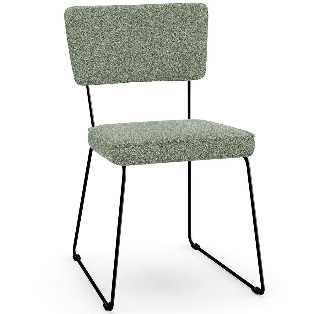 Cadeira Decorativa Estofada Para Sala De Jantar Base Em Aço Allana L02 Bouclê Oliva - Lyam Decor
