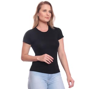 Camiseta Blusa Feminina Slim Fit Baby Look Básica Casual