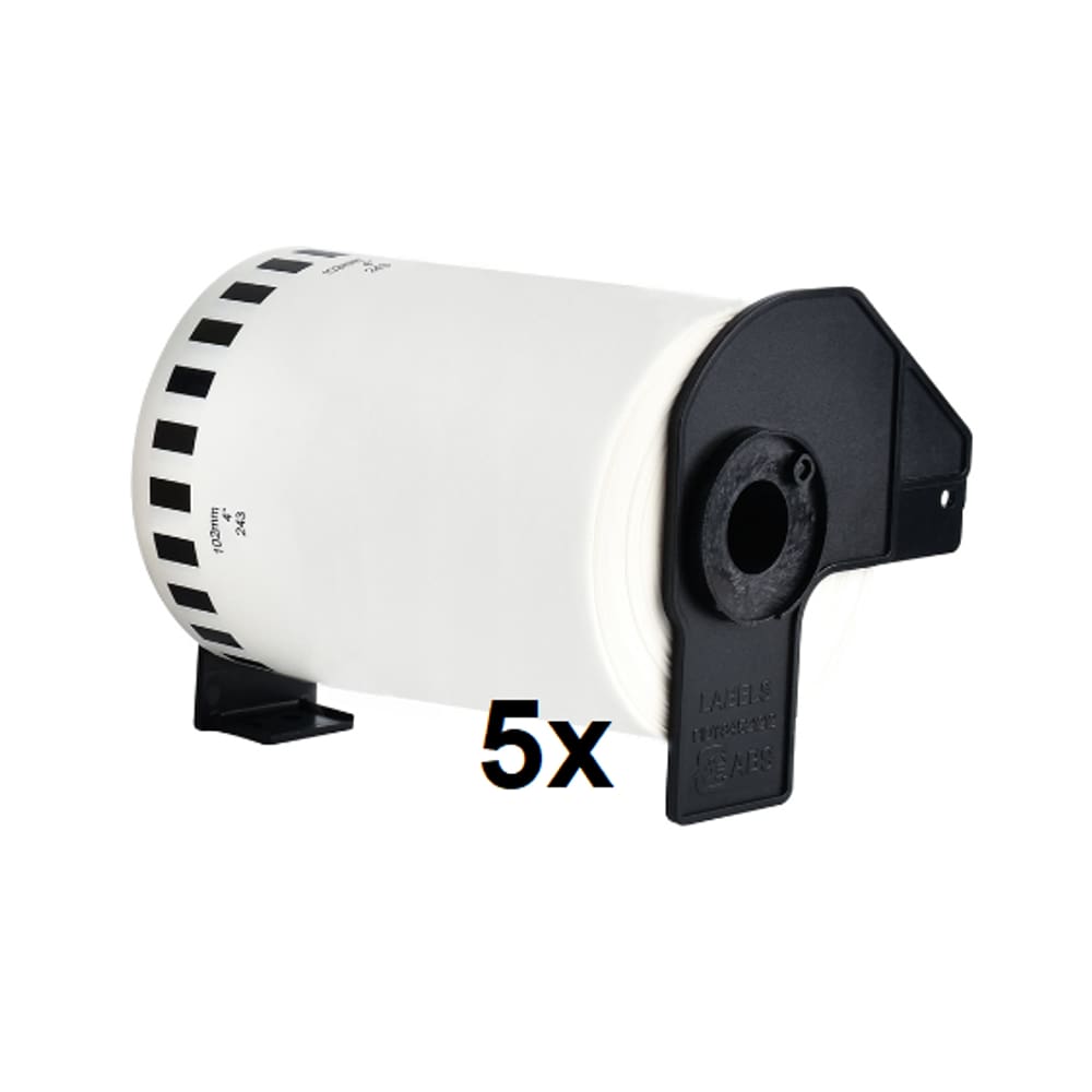Kit 5 Etiquetas Papel Térmico Compatível DK22243 Branca102mm
