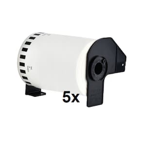 Kit 5 Etiquetas Papel Térmico Compatível DK22243 Branca102mm