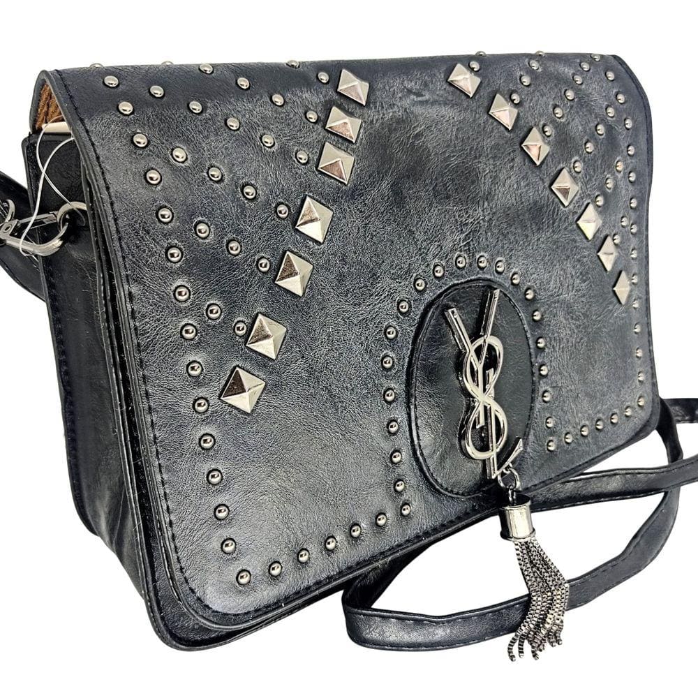 Bolsa feminina transversal tiracolo com pedrinhas espaçosa
