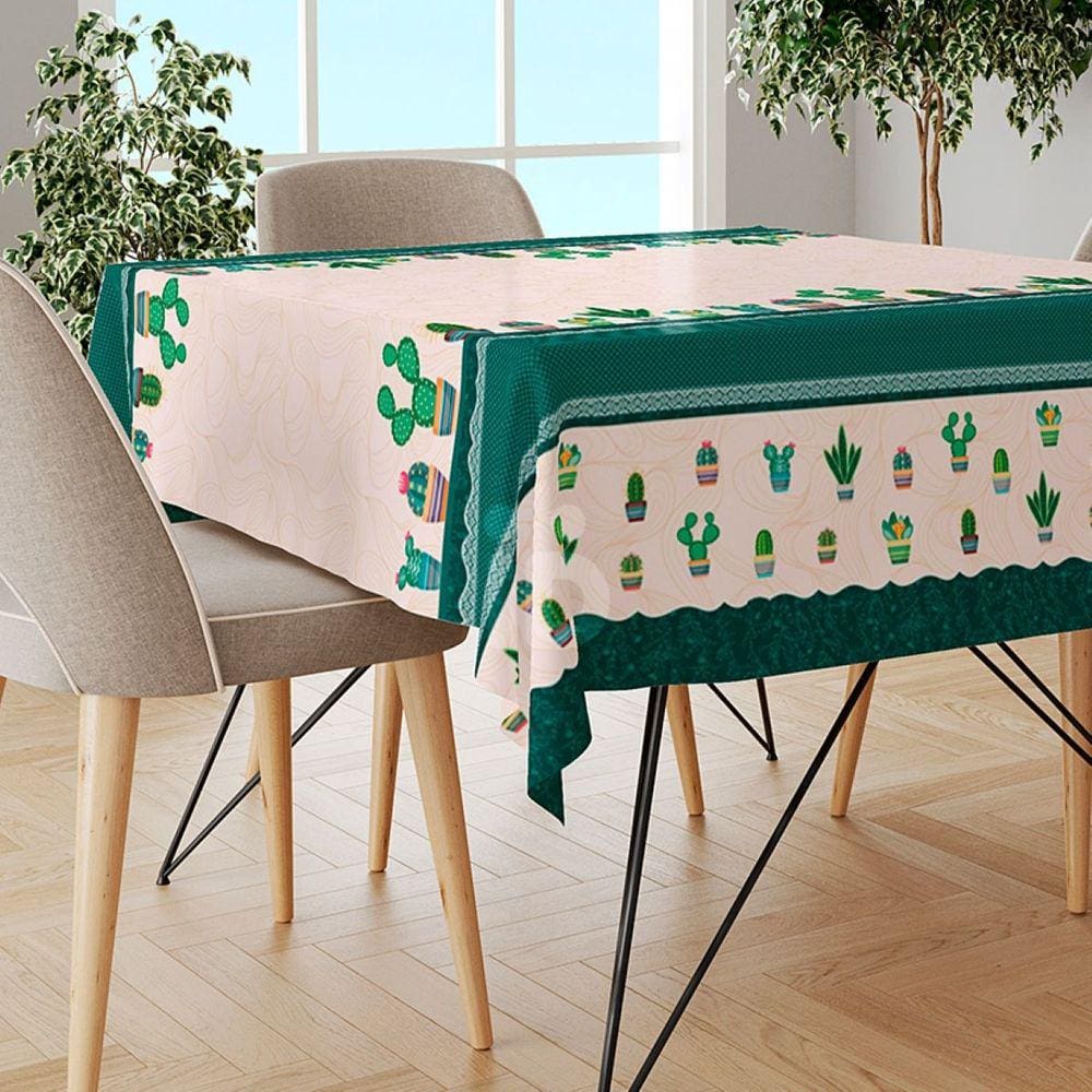 Toalha Mesa Plástica Térmica Suculentas 8 10 lugares 2,50