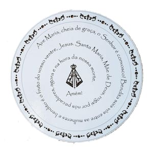 Mandala Oração Ave Maria Mdf Branco 60cm