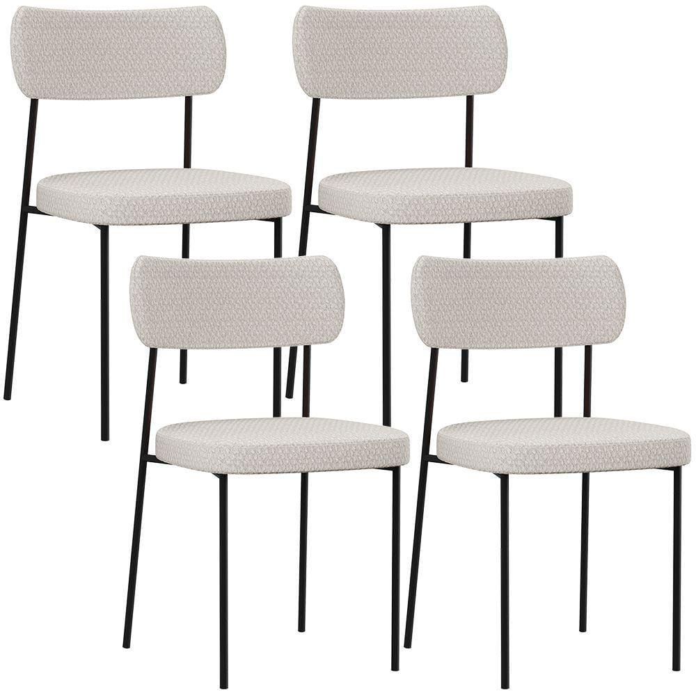 Kit 04 Cadeiras Decorativa Para Sala De Jantar Melina L02 Bouclê Cru - Lyam Decor