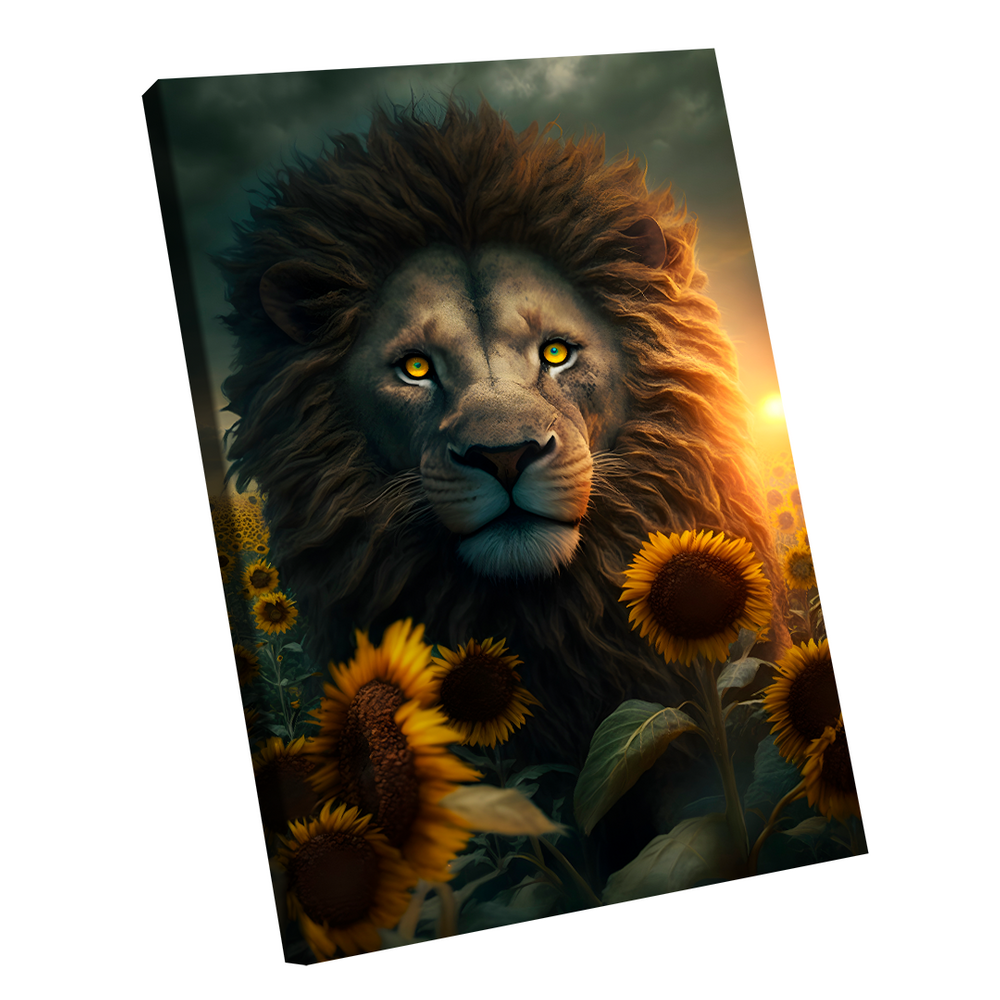 Quadro Leão Girassol -- BR ARTES Grande 118x78