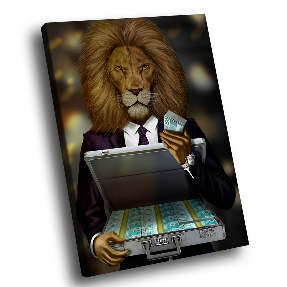 QUADRO DECORATIVO LION MONEY Pequeno 60x40