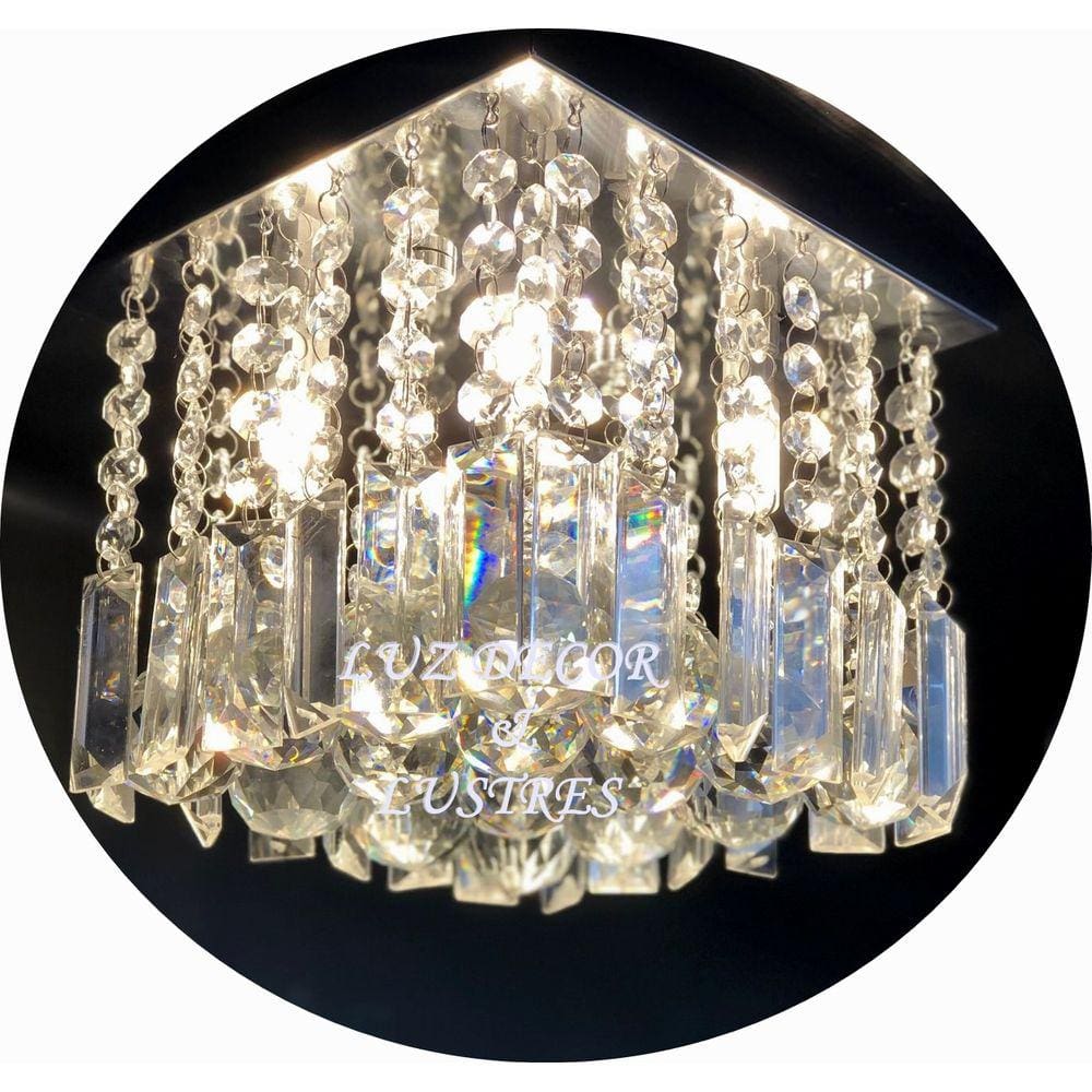  Lustre De Cristal K9 Plafon Com Lâmpada Bq Inclusa