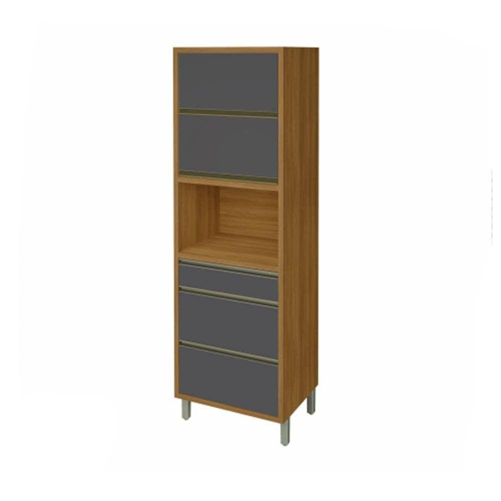 Paneleiro 2 Portas 3 Gavetas| 70cm Mdf Freijó com Grafite