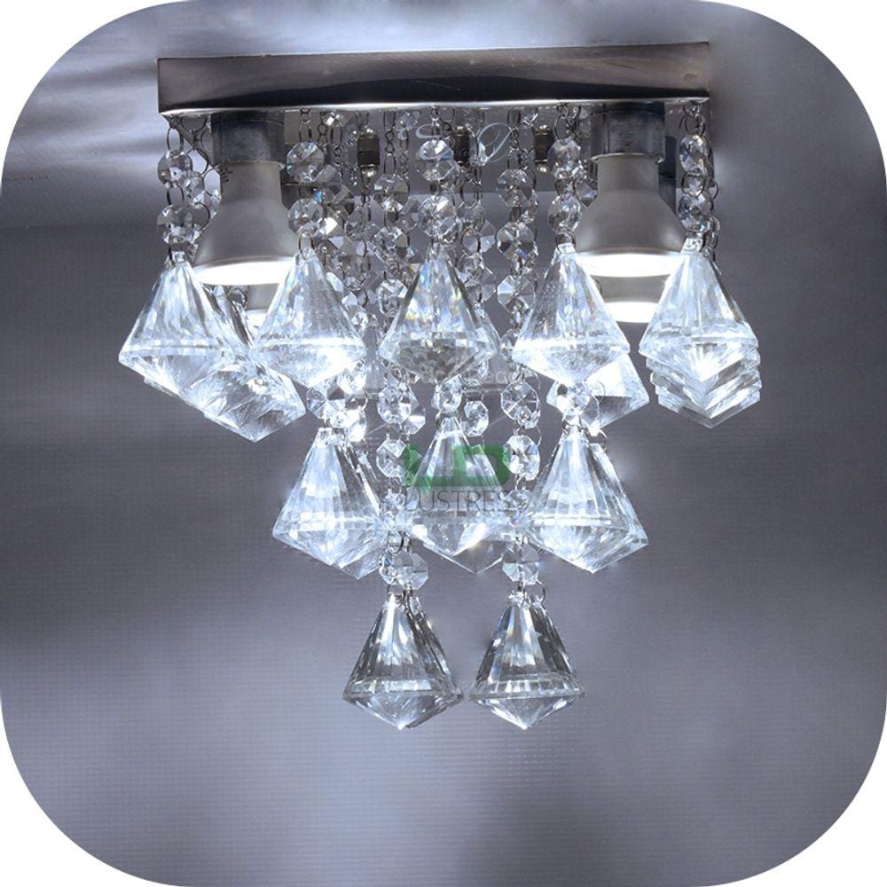Luminária Pendente Para Quarto Com Base De Inox 20x20cm