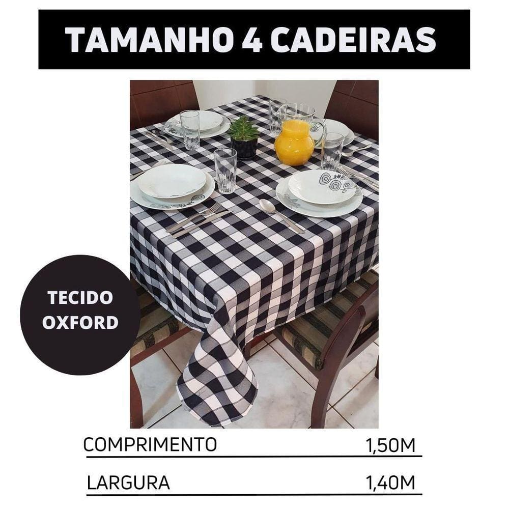 Toalha de Mesa Xadrez Preto e Branco Tnt 70cm x 70cm - 5 Un