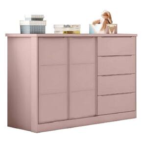 Cômoda Sapateira 4 Gavetas 2 Portas Com Cabideiro Infantil Pérola Rsê - Phoenix Baby