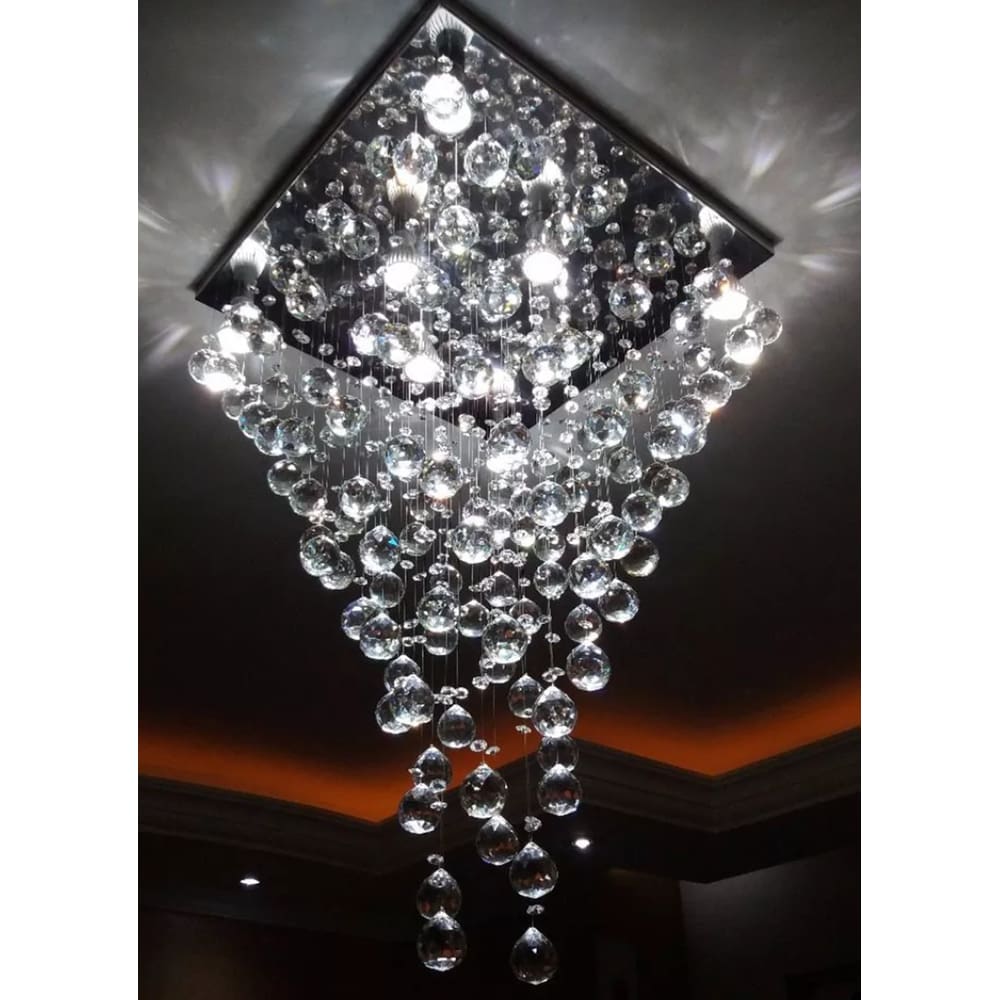  Lustre Cristais K9 Base Inox 45X45cm
