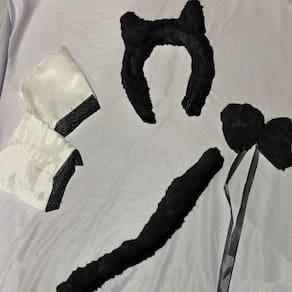Kit Fantasia de Gatinha Gata Festa Fantasia Halloween Acessórios Cosplay Mulher Gato Bloquinho Carnaval Tiara Arquinho