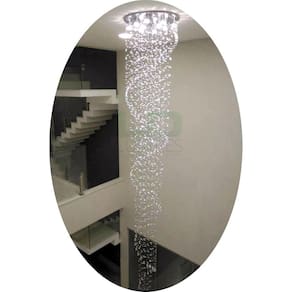 Lustre Espiral Com Base De Inox Espelhado 70cm De Diâmetro