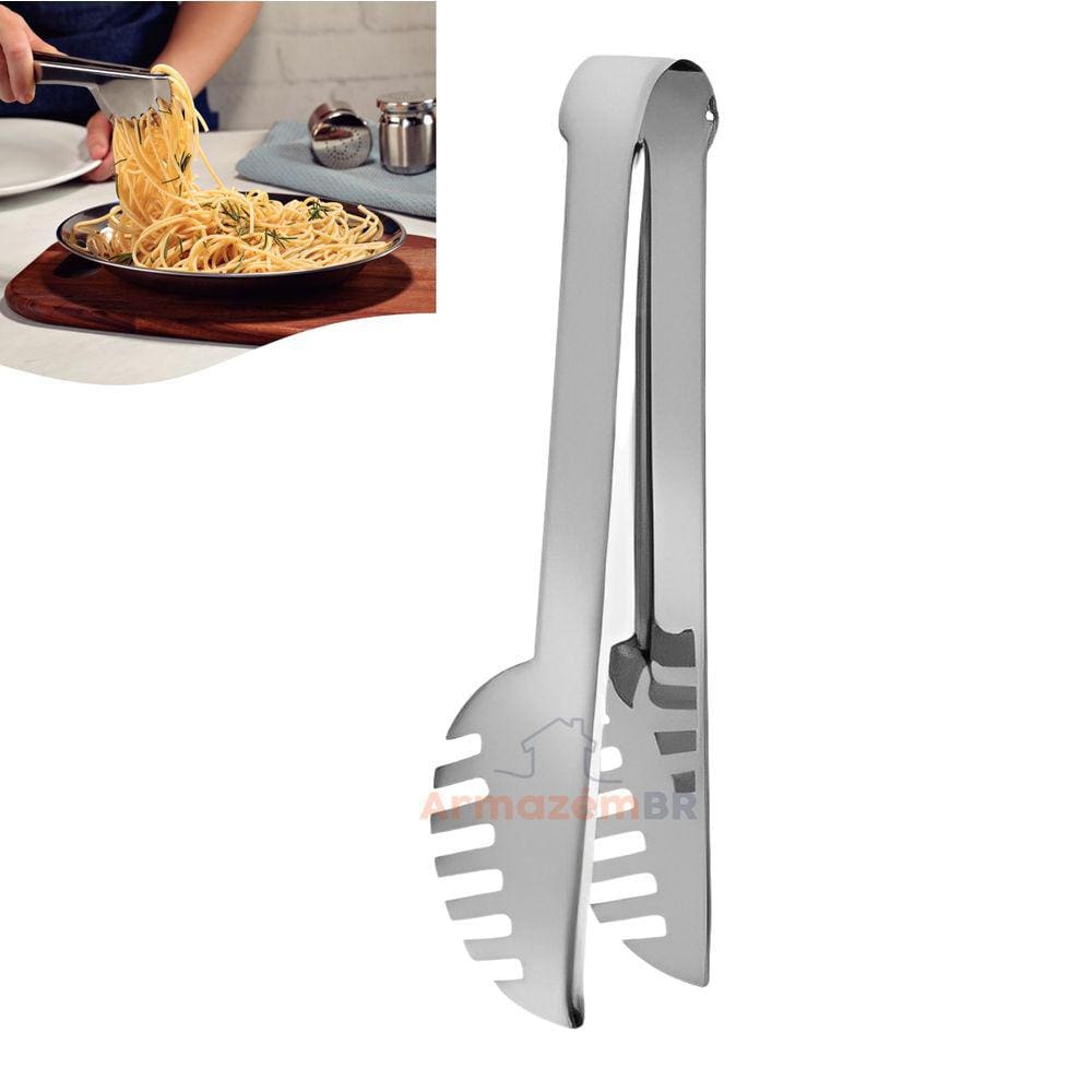 Pegador De Massa Salada Carne Pinça Universal Inox 17cm - AMZ