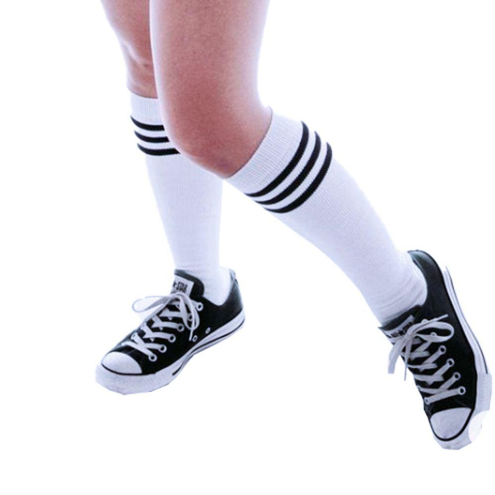 Meia Colegial 3/4 Unissex com Listras 5 opções cores: Meião Cosplay Lolita