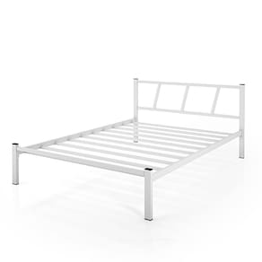 Cama Casal De Ferro Helena Branco Estilo Industrial