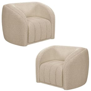 Kit 2 Poltronas Decorativa para Sala 112cm Meris M22 Bouclê Bege - Mpozenato