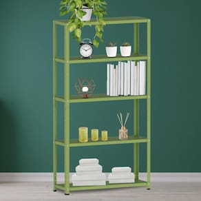 Estante para Livros com Estrutura Metálica 5 Prateleiras Verde Miró