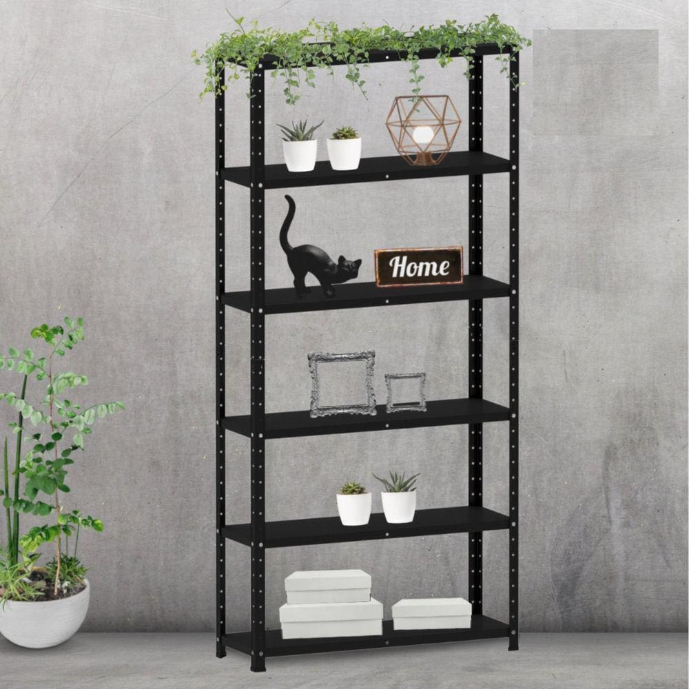 Estante para Livros com Estrutura Metalica 6 Prateleiras Preto