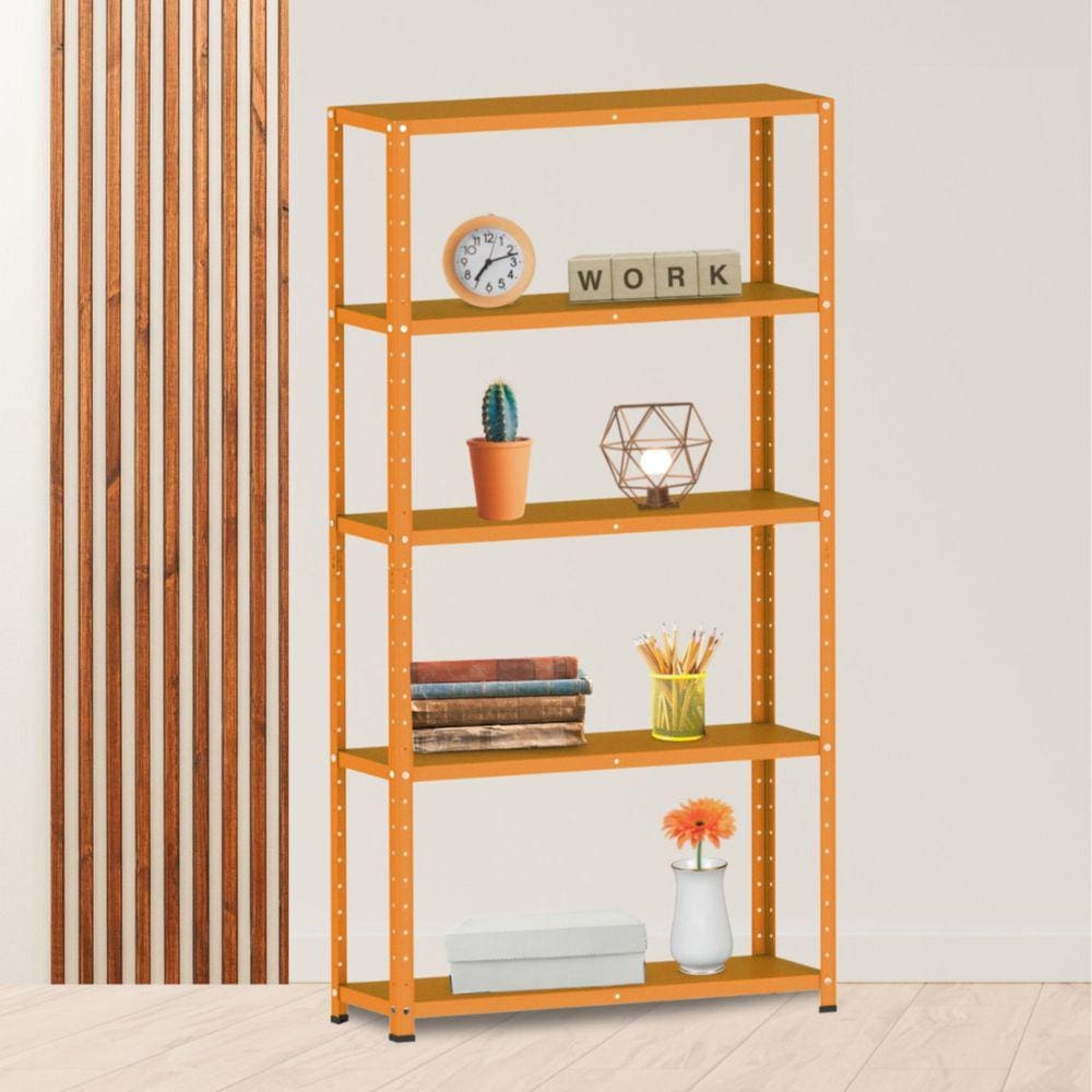 Estante para Livros com Estrutura Metálica 5 Prateleiras Laranja Picasso