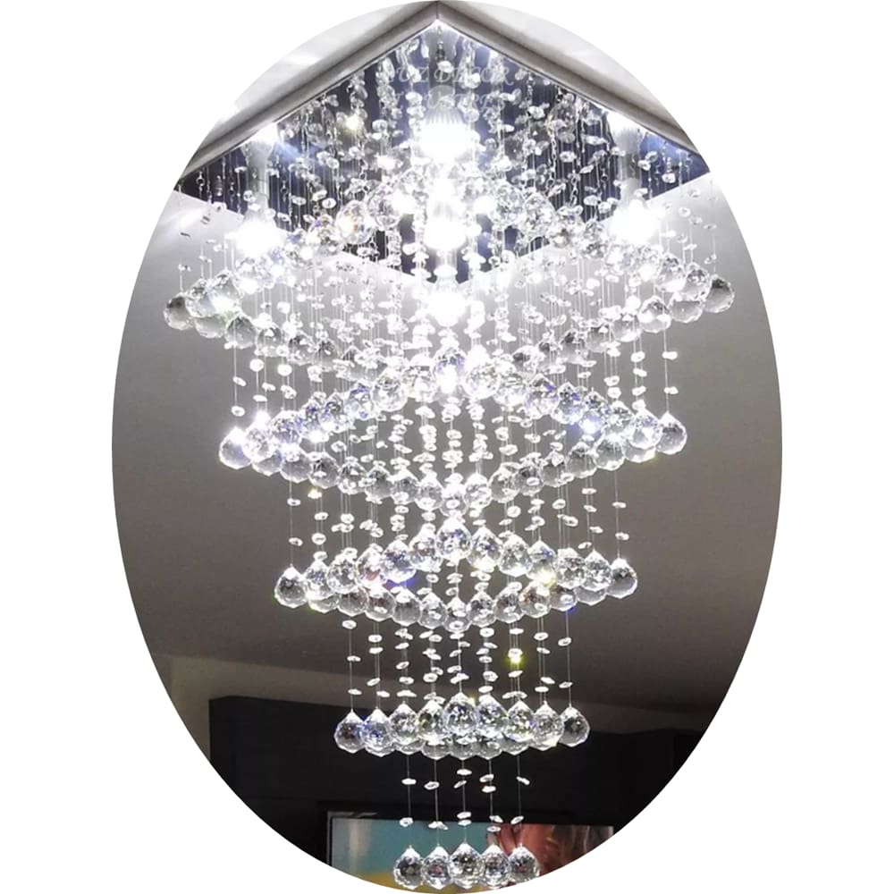 Lustre Torre De Cristal Para Vão De Escada Com Lâmpadas BF