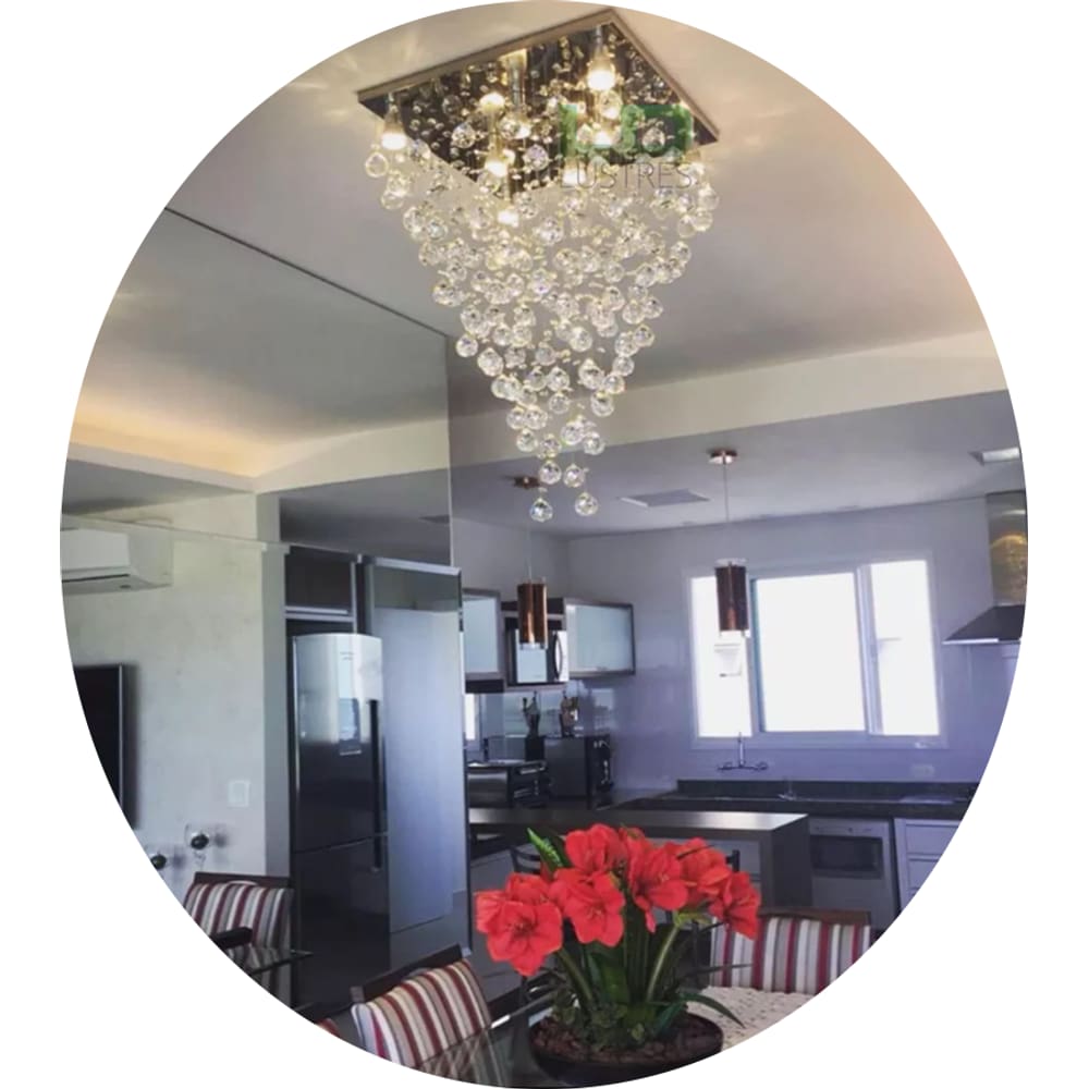 Lustre Pendente Moderno De Cristais k9 Para Sala De Estar