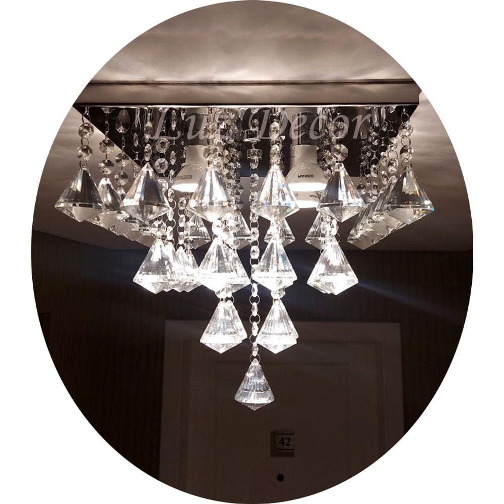 Luminária De Teto Com Peão De Cristal Para Sala