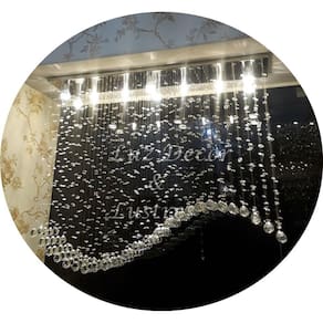 Luminária Moderna de Cristal 30mm Com Lâmpadas Branco Frio