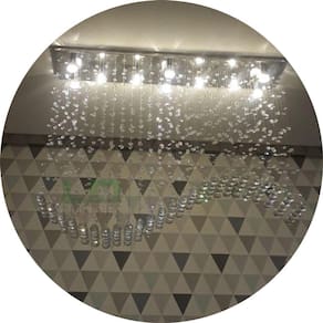 Lustre Onda De Cristais Com Base Retangular 90x25cm