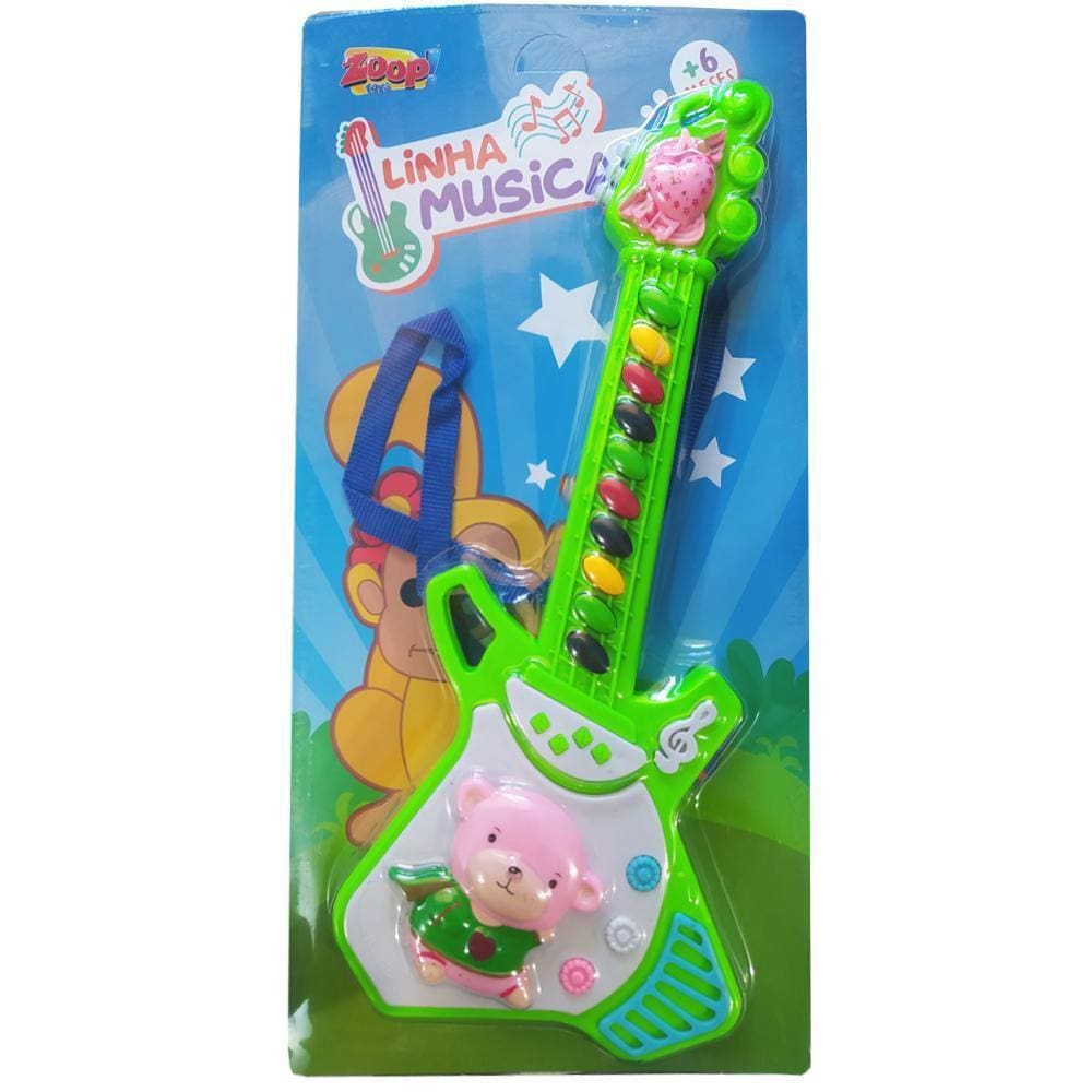 Guitarra Linha Musical Verde Ursinho Com Alça Zoop Toys