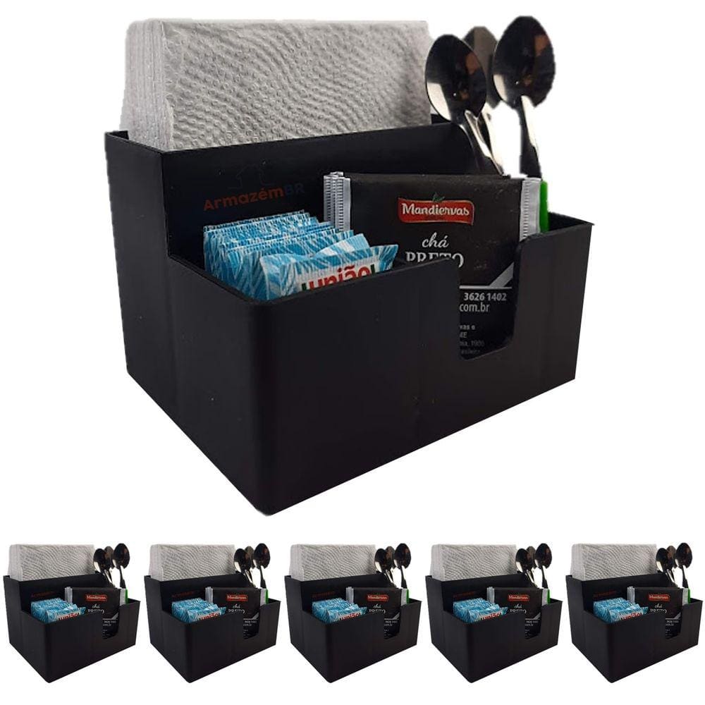 Kit 6 Porta Guardanapo Mesa Papel Sachê Café Açúcar Adoçante Mexedor Lanche - Coza