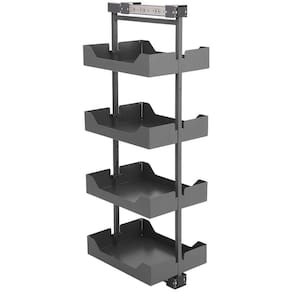 Coluna Deslizante Masutti Alta 33x48x152cm 4 Bandejas Ajustáveis Organizador Cinza Cozinha