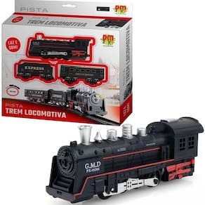 Trem Locomotiva Com Pista 67,5cm Luz E Som- Dm Toys